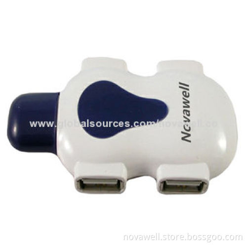 4-port USB2.0 Hub, Supports Plug-and-play Function, No Need Cable with LED Indicator